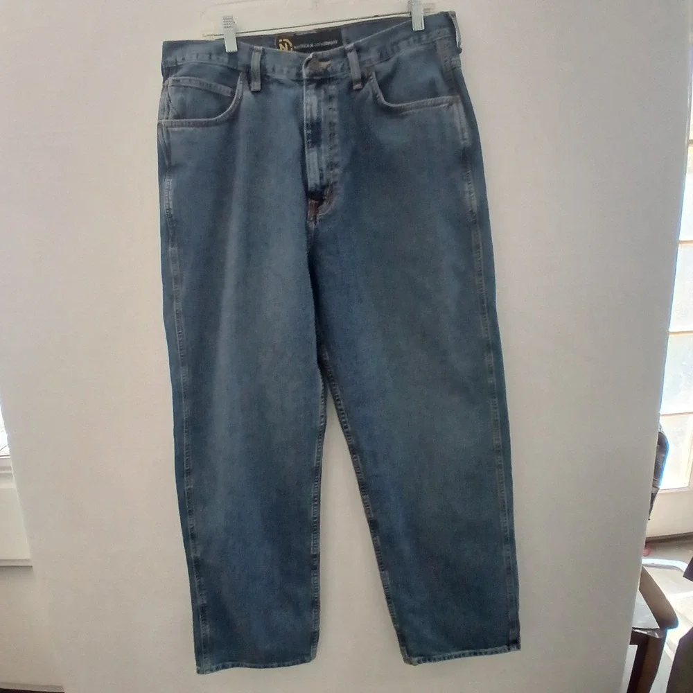 Nautica Jean Company Men Jeans Sz 36x32 Relaxed Fit Baggy Wide Leg MediumWash...